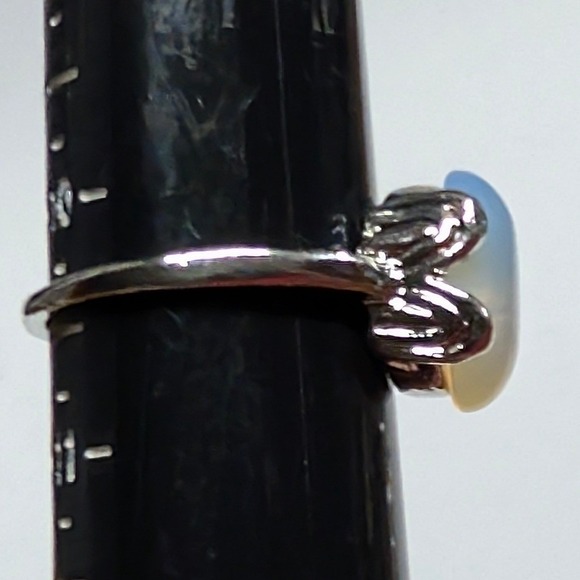 New Opalite Oval Cabochon Big Ring Plus Size 10.5 Blue SilverTone Statement Boho - Picture 10 of 11
